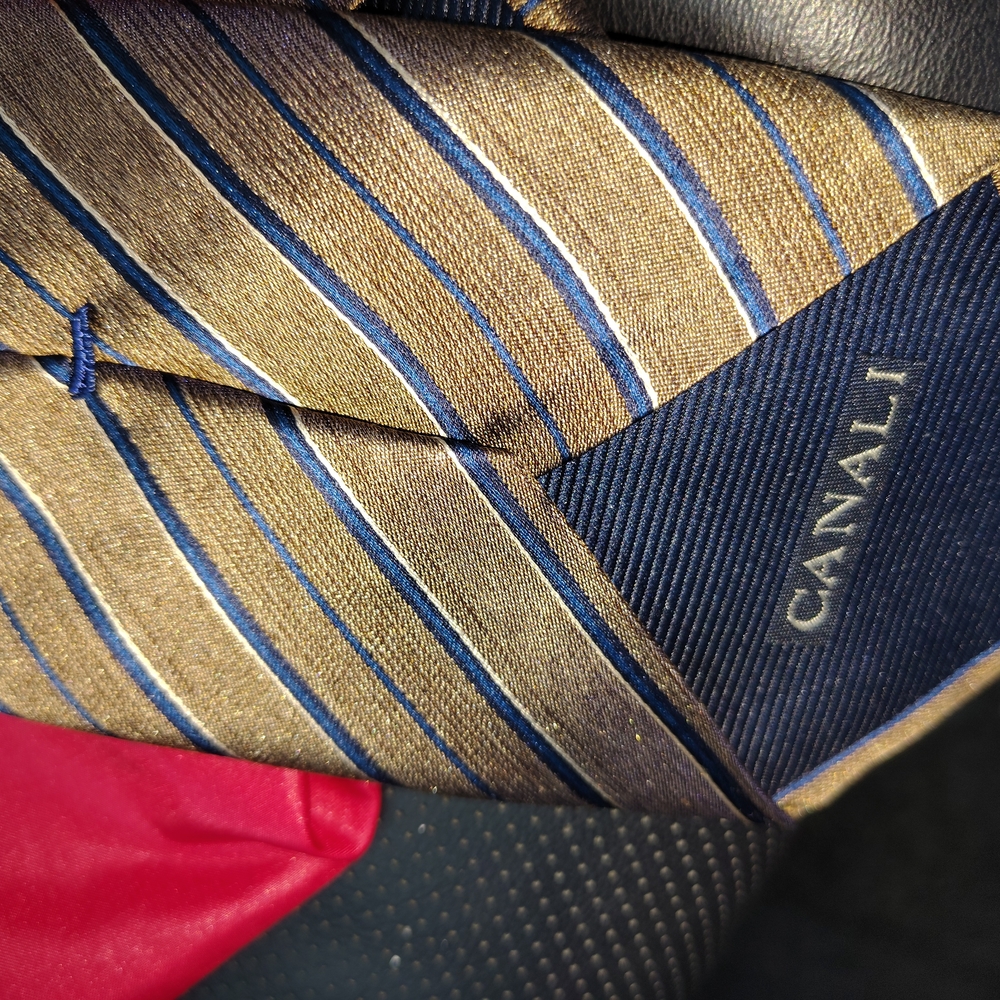 Canali Brown and Blue Striped Silk Tie